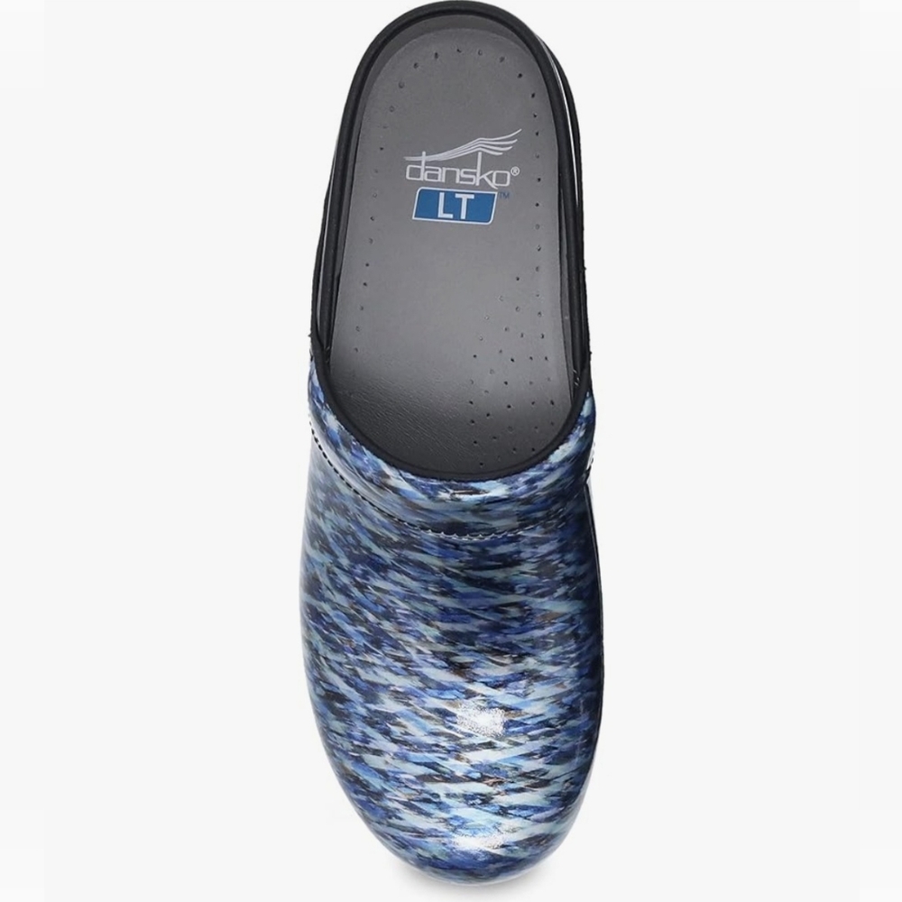 Dansko LT Stylish Blue Patterned Women's Clogs, Size 37. - Picture 5 of 12